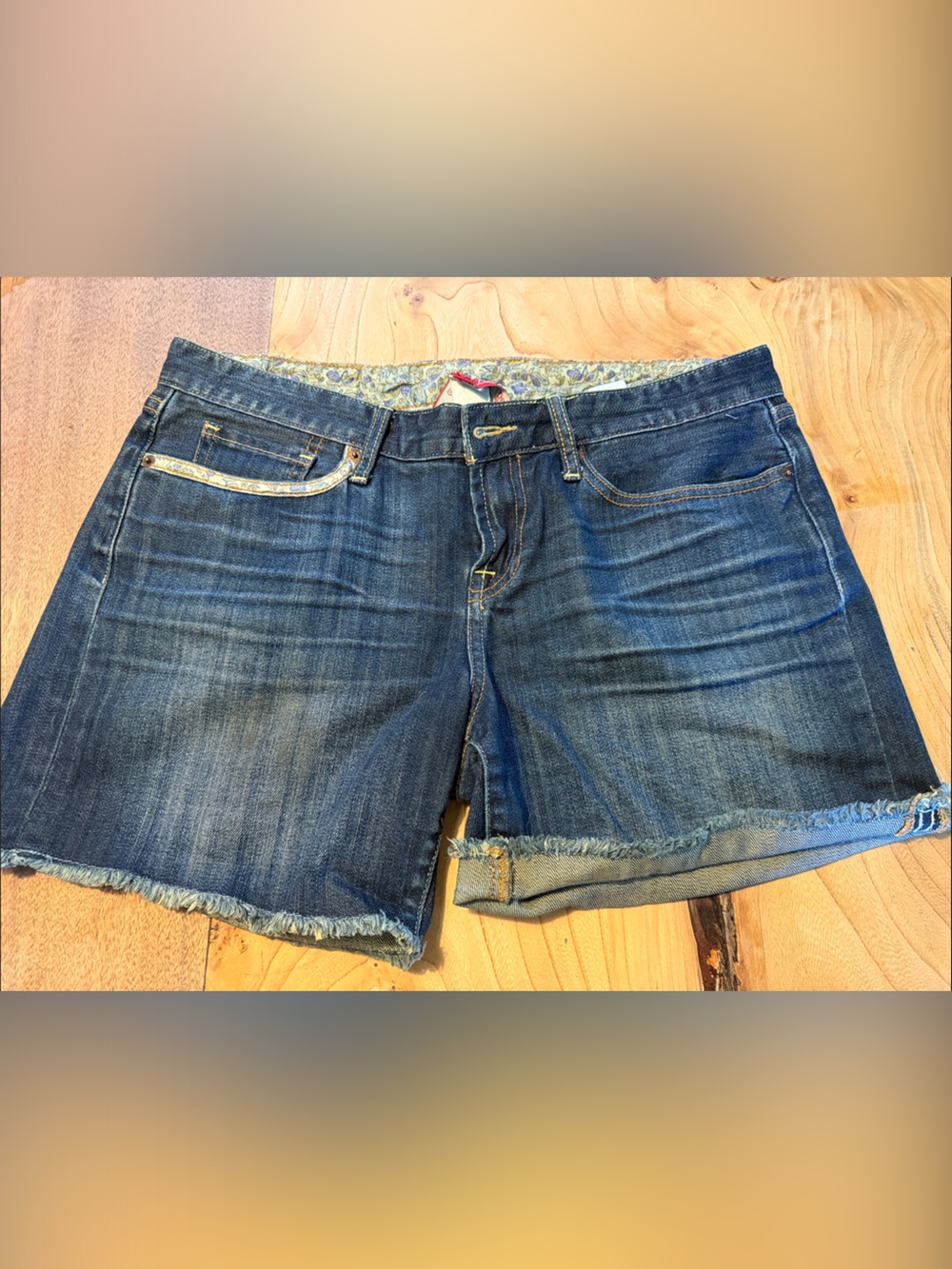 Lucky Brand Dark Blue Distressed Denim Cutoff Shorts